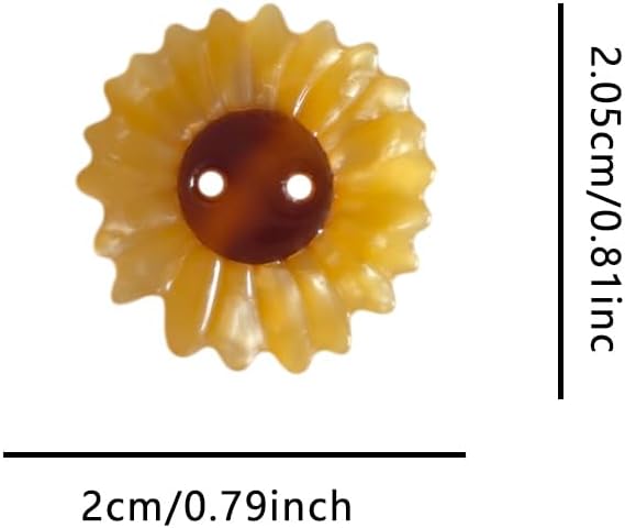 Novelty Sunflower Shaped Buttons for Crafts,Acetate Button for Clothes,Buttons for Sewing,Button Bulk,Pack of 6