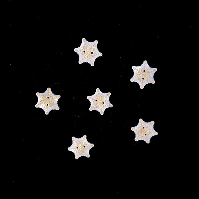 White Snowflake Shaped Buttons for Crafts,Acetate Button for Clothes,Cute Buttons for Sewing,Button Bulk,Pack of 6