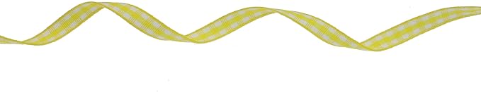 Gingham Ribbon 50 Yard Each Roll 100% Polyester Woven Edge (1/4" x 50 Yards, Yellow)