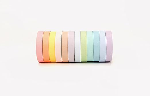 YUBBAEX Washi Tape 12 Rolls Rainbow Color Masking Decorative Tapes Set for Arts, DIY Crafts, Journals, Planners, Scrapbooking, Wrapping (8mm)