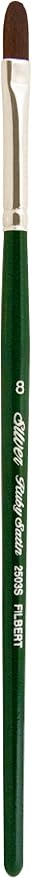 Silver Brush Limited 2503S8 Ruby Satin Filbert Brush for Fluid and Flow Acrylics, Size 8, Short Handle