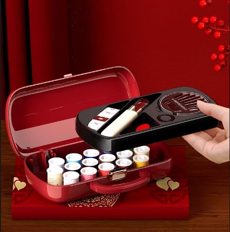 Reflygen Portable Sewing Tool Kit,Multi-Colored Thread Spools,DIY Sewing Accessories,Travel Repair Kit(Ankera Red)