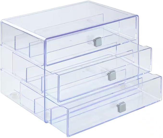 Simply Tidy Three Drawer Washi Tape Storage Keeper - Organize Arts & Crafts, Embellishments, Washi Tape, Jewelry - Clear, 1 Pack
