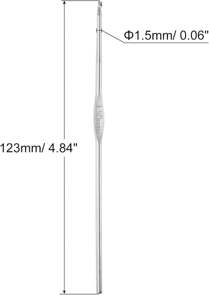 uxcell Stainless Steel Crochet Hook 1.5mm US Size 8 Knitting Needles for DIY Craft Yarn 10Pcs