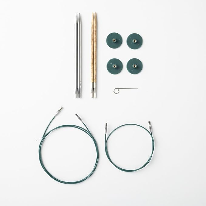 Knit Picks Try It Wood and Stainless Steel Interchangeable Knitting Needle Set - US 6 and 7 (Sunstruck and Reflections Stainless Steel)