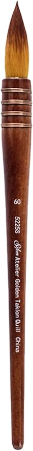 Silver Brush Limited 5225S-60 Silver Atelier Golden Taklon Quill Round Brush, Size 60, Short Handle