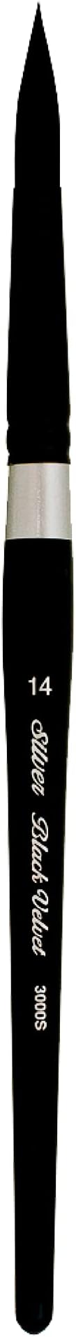 Silver Brush Limited 3000S-14 Black Velvet Round Paintbrush for Watercolor, Gouache, Inks, & Dyes, Size 14, Short Handle