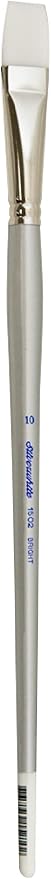 Silver Brush Limited 1502-10 Silverwhite Bright Paintbrush for Watercolor, Gouache, Inks, Dyes, Fluid, & Flow Acrylic, Size 10, Long Handle