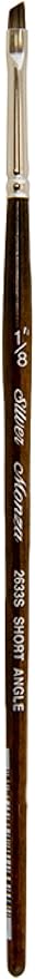 Silver Brush Limited 2633S Monza Angle Brush, Oil, Acrylic, and Watercolor Brush, Short Handle, Size 1/8"