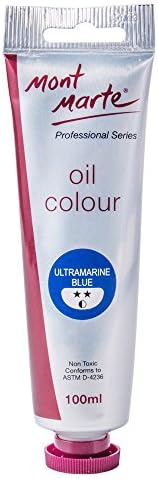 Mont Marte Oil Paint Premium, 3.4 US fl.oz (100ml) Tube, Ultramarine Blue, Heavy Body Paint, Artist Quality, Good Coverage, Excellent Tinting Strength, Ideal for Painting Canvas