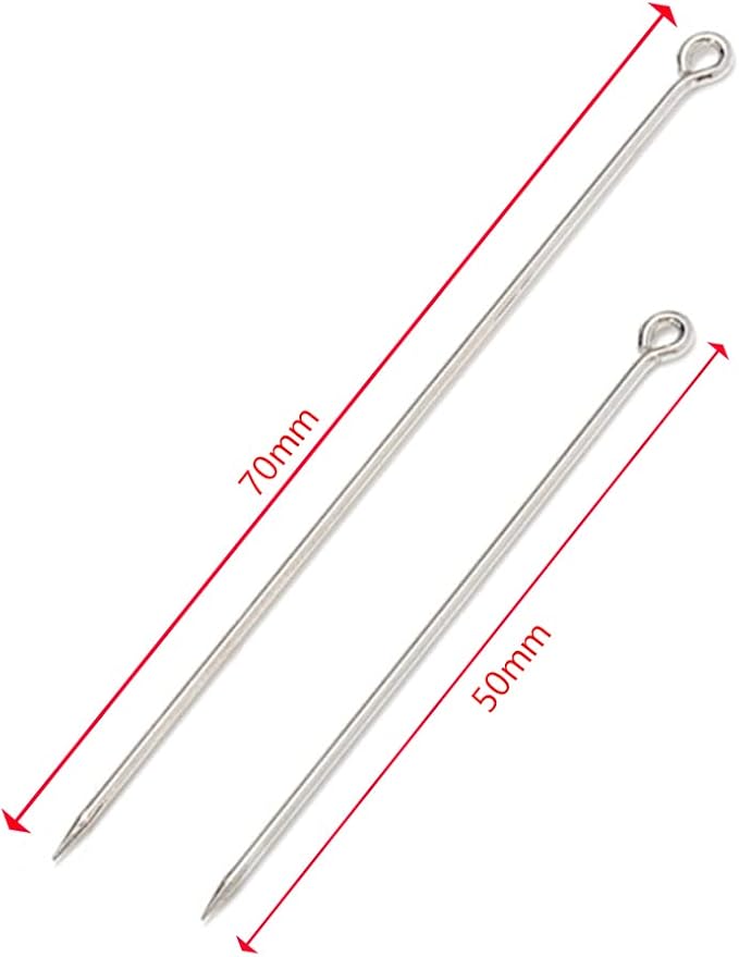 Metal Brooch Stick Pins with Stopper Ends Safety Copper Long Needle Eye Pins for Men Women Suit Tie Hat Scarf DIY Jewelry Accessories, Silver 20pcs 50mm & 20pcs 70mm