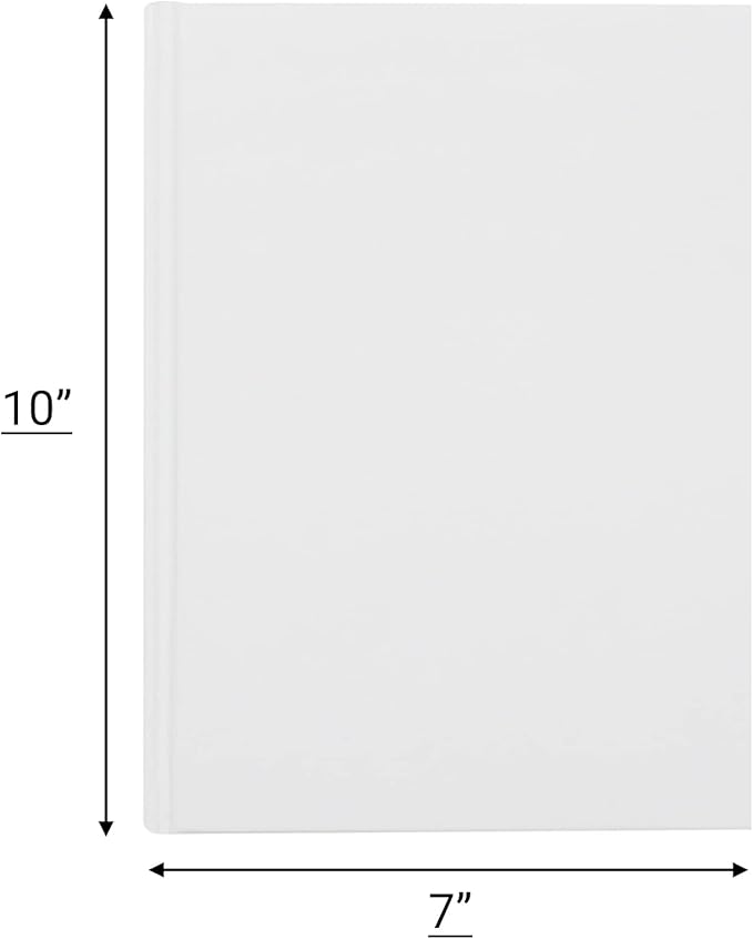 6 Pack White Hardcover Blank Book 7x10 inch, Hardcover Blank Book for Students to Write Stories, Blank Draw Sketchbooks Journal (White, 22 Sheets/ 44 Pages Each)
