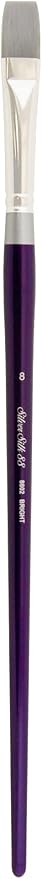Silver Brush Limited 8802-8 Silver Silk 88 Bright Paintbrush for Acrylic, Watercolor, Gouache, Inks, & Dyes, Size 8, Long Handle