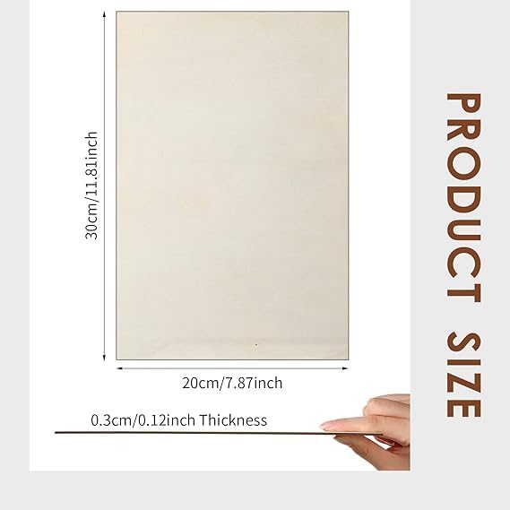Plywood Board 20PCS 12" x8" x 1/12 inch Basswood Sheets Thin Wood Sheets Perfect for Arts Crafts School Projects and DIY Projects,Baltic Birch Sheets Perfect for Wood Burning…