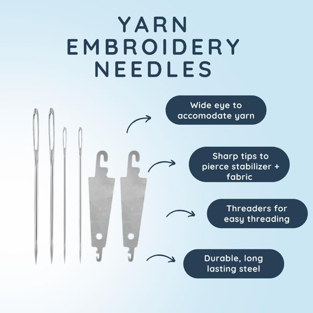 Premium Large Eye Needles Hand Embroidery, Sewing, Crafting, Yarn, Sweaters - 6pcs with 2 Needle Threaders