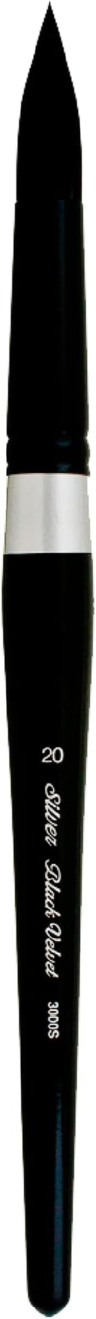 Silver Brush Limited 3000S-20 Black Velvet Round Paintbrush for Watercolor, Gouache, Inks, & Dyes, Size 20, Short Handle