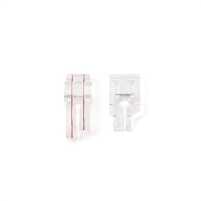 2-Piece Clear View 1/4" (Quarter Inch) Patchwork Quilting Presser Foot Set for Low Shank Snap-On Singer, Brother, Janome, Juki, Babylock, Elna, Kenmore, White, Necchi, and More Sewing Machines