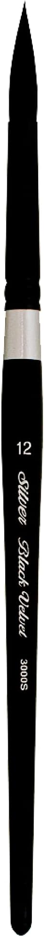 Silver Brush Limited 3000S-12 Black Velvet Round Paintbrush for Watercolor, Gouache, Inks, & Dyes, Size 12, Short Handle