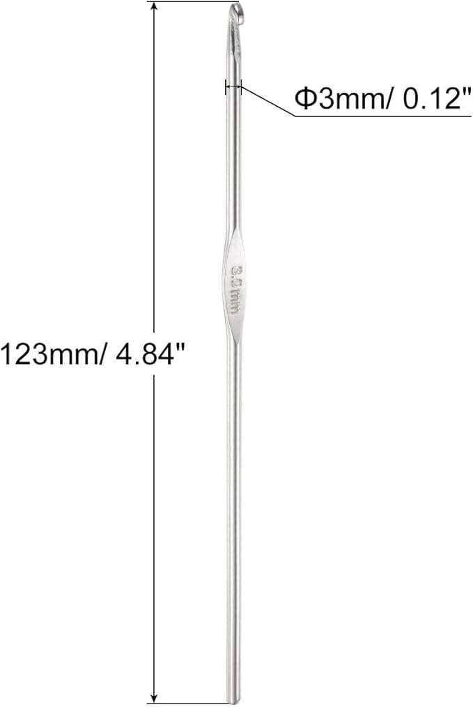 uxcell Stainless Steel Crochet Hook 3mm Knitting Needles for DIY Craft Yarn 10Pcs