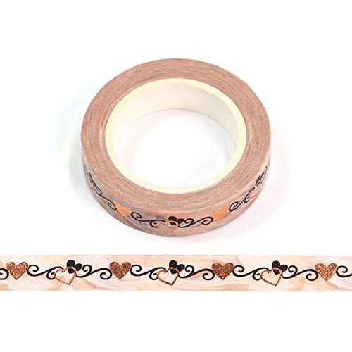 Syntego Rose Gold Foil Love Hearts Decorative Washi Tape 10mm x 10m