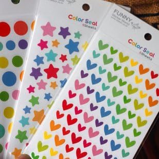 Yansanido 18 Sheets 1512 Pcs Colorful Dot Heart and Star Shape Self Adhesive Stickers, for Scrapbooking and Kid DIY Arts Crafts (Mixed dots,Hearts,Stars, 18 Sheets)