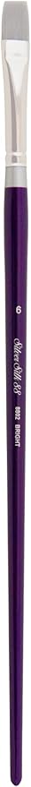 Silver Brush Limited 8802-6 Silver Silk 88 Bright Paintbrush for Acrylic, Watercolor, Gouache, Inks, & Dyes, Size 6, Long Handle