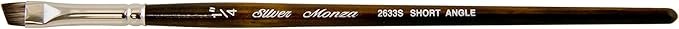 Silver Brush Limited 2633S Monza Angle Brush, Oil, Acrylic, and Watercolor Brush, Short Handle, Size 1/4"