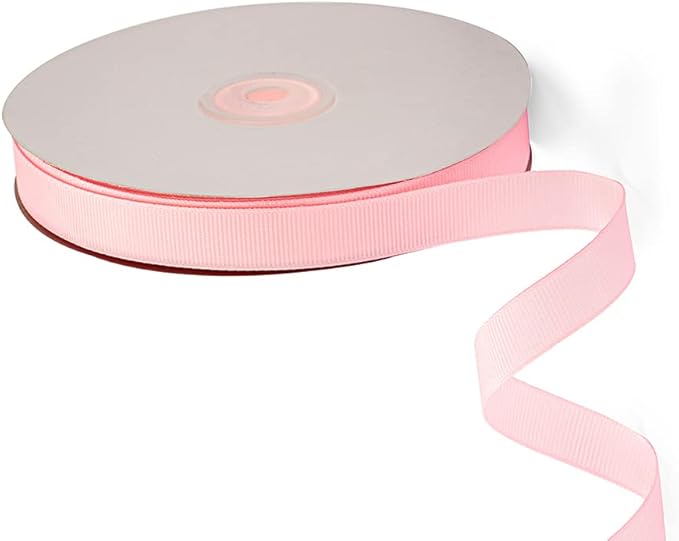 LIUYAXI 5/8" X 50 Yards Solid Pink Grosgrain Ribbon, Perfect for Crafts, Wedding Decor, DIY Hair Accessories, Sewing, Gift Package Wrapping and More