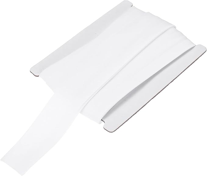 MECCANIXITY 1 Inch Double Fold Bias Tape Continuous Bulk Cotton Bias Tape for Sewing Seaming Quilting Hemming Binding Crafts (White 6 Yards)