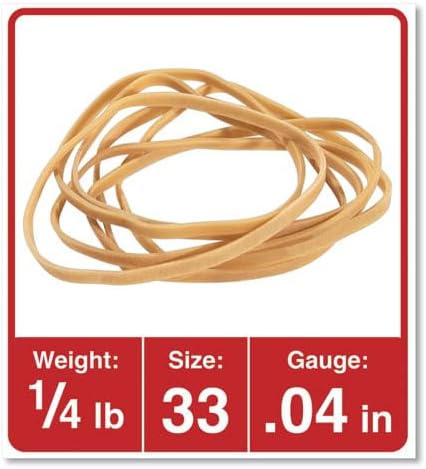 #33 Rubber Bands, All Purpose Rubber Bands, Natural Crepe, Approximately 160 Rubber Bands Per Bag, Rubber Band Measurements: 3-1/2" x 1/8'' - 1/4 Pound Bag