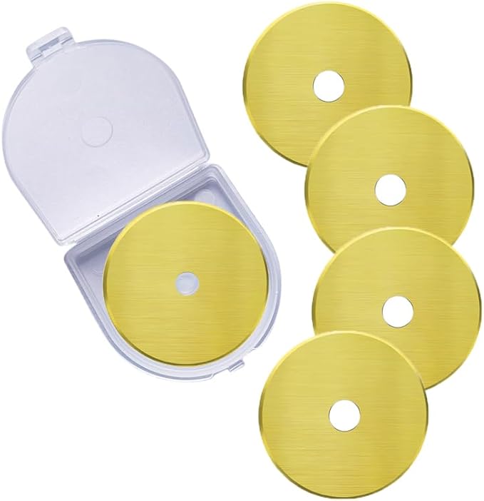 Rotary Cutter Blades, 60mm Replacement Blades 5-Pack, Fits Fiskars,OLFA,Martelli,Dremel,Truecut,DAFA,Fabric Cutting Blades Refill for Quilting Scrapbooking Sewing Arts &Crafts, SKS-7,(Titanium Coated)