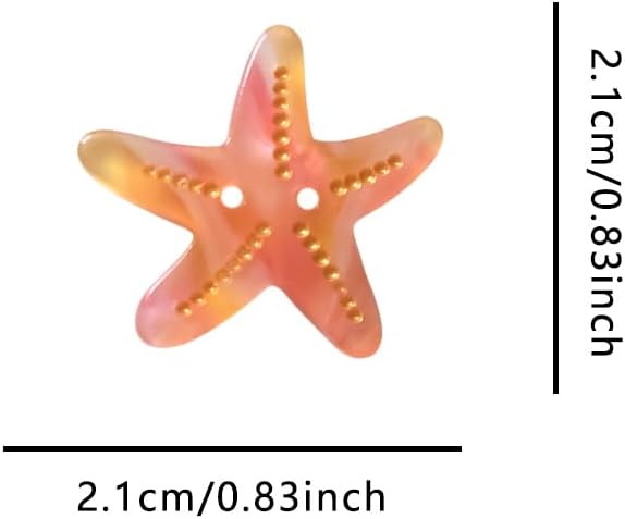 Starfish Shaped Buttons for Crafts,Acetate Button for Clothes,Buttons for Sewing,Button Bulk,Pack of 6