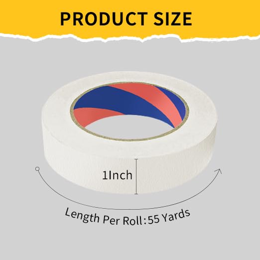 Painters Tape, 1 inch x 55 Yards x 2 Rolls White Painters Masking Tape for Indoor and Outdoor Use, Medium Adhesive Paint Tape for DIY Crafts, Arts, Painting, Easy Removal