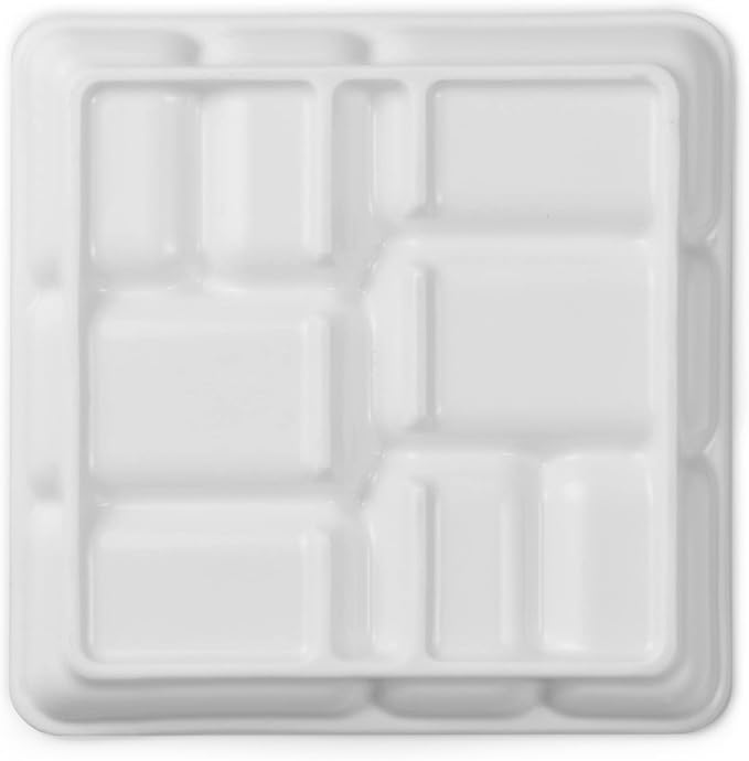 MEEDEN 8-Well Ceramic Artist Paint Palette, Square Porcelain Watercolor Palette, White Ceramic Mixing Tray for Gouache Painting, Oil Painting, Acrylic Painting & Tempera Painting, 7"× 7"× 0.9"