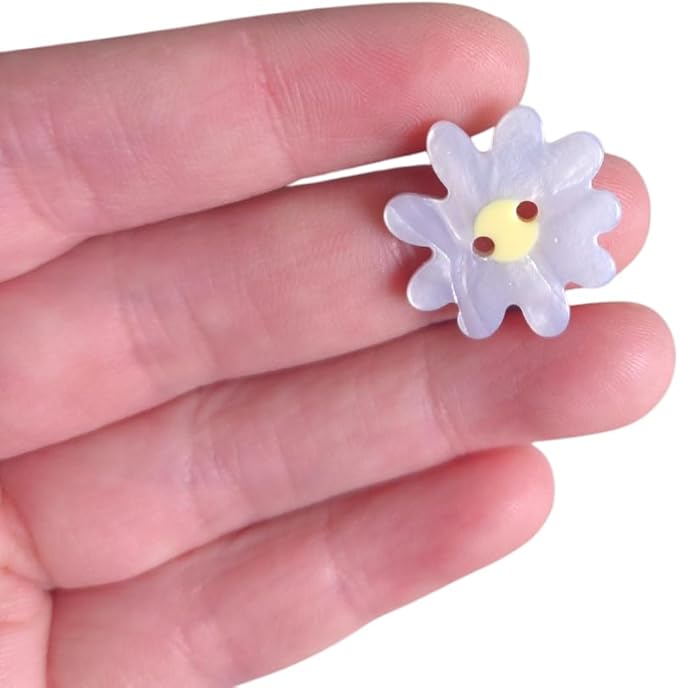 White Daisy Shaped Buttons for Crafts,Acetate Button for Clothes,Buttons for Sewing,Button Bulk,Pack of 6