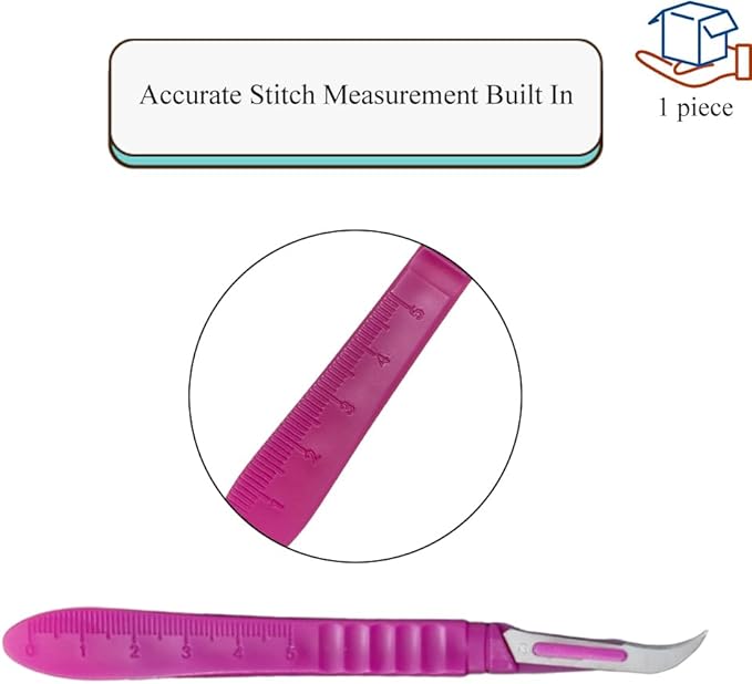HAHIYO Pink Seam Ripper Ergonomic Grip Thread Stitch Remover Sewing Stitch Cutter Thread Ripper Unpicker Sewing Accessory Supply for Crafting Notions Quilting Hem with Built-in Ruler, 5.3-Inch 2PCs