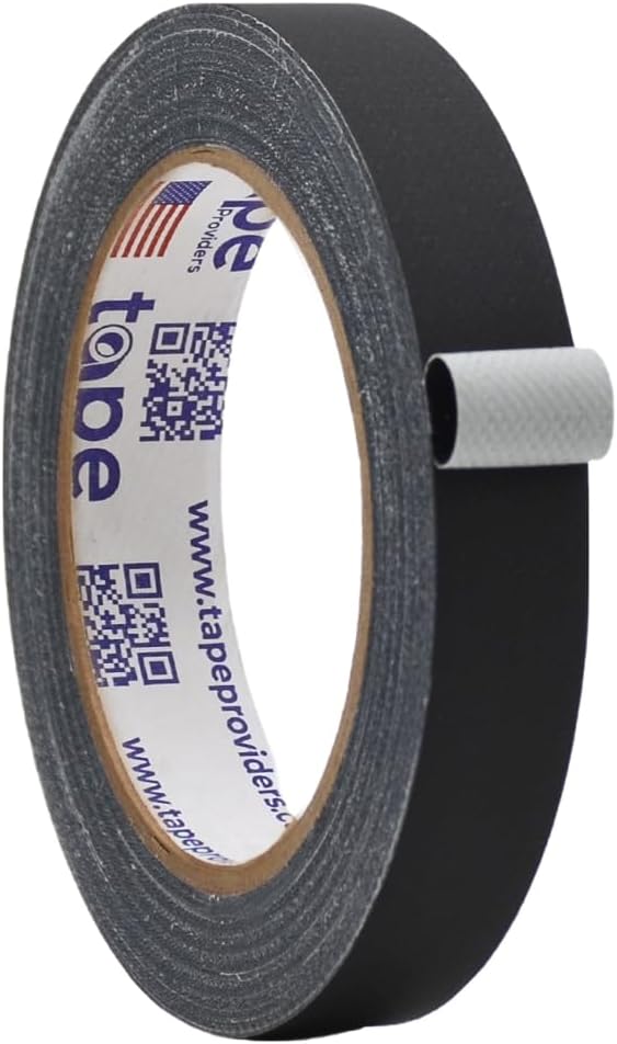 WOD GTC12 Gaffer Tape, Black Low Gloss Finish Film, 3/4 inch x 60 ft. Residue Free, Non Reflective Cloth Fabric, Secure Cords, Water Resistant, Photography, Filming Backdrop, Production