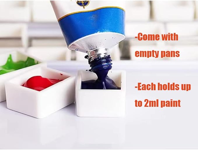 Jinberry Metal Watercolor Tin with Fold-Out Mixing Palette, Multi-Functional Empty Watercolor Palette with Pans Paint Tray Palette for Plein Air, Watercolor, Acrylic and Oil Painting