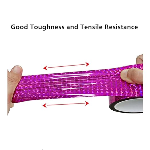 Self-Adhesive Holographic Reflective Tape Prism Tape Holographic Reflective Tape for Keep Birds Away, Craft Projects, DIY Art, Home, Daily Use (Pink, 1 Inch x 55 Yard)