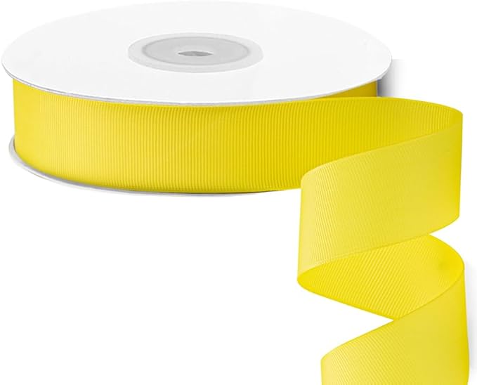 LIUYAXI 1" X 50 Yards Solid Yellow Grosgrain Ribbon, Perfect for Crafts, Wedding Decor, DIY Hair Accessories, Sewing, Gift Package Wrapping and More