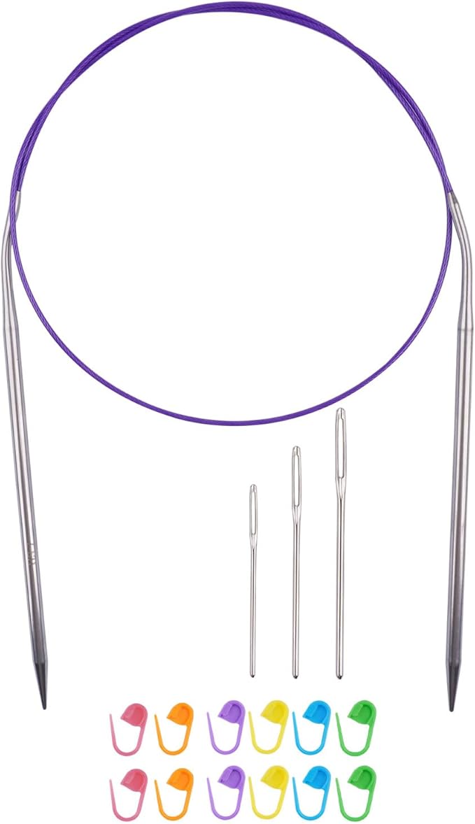 Circular Knitting Needles 32inches/80cm,Size US 7.0(4.5mm) Stainless Steel Round Knitting Needles for Handmade Knitting DIY