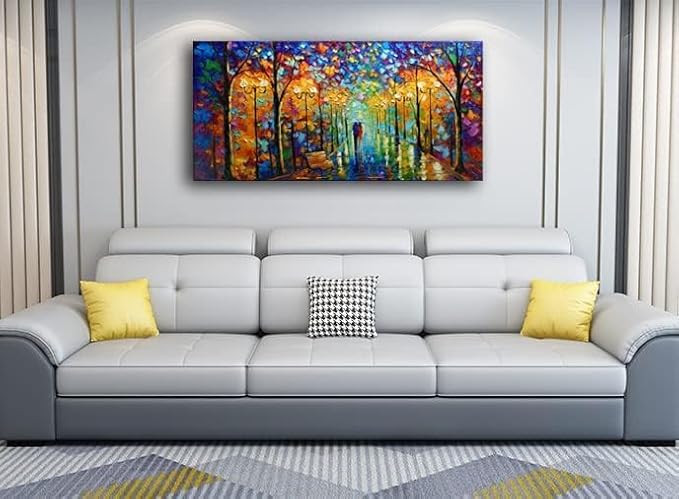 Tyed Art- Large Contemporary Wall Art Landscape Oil Painting On Canvas palette knife Textured Tree Painting hand-painted Acrylic Abstract Landscape wall art modern canvas painting 30x60inch