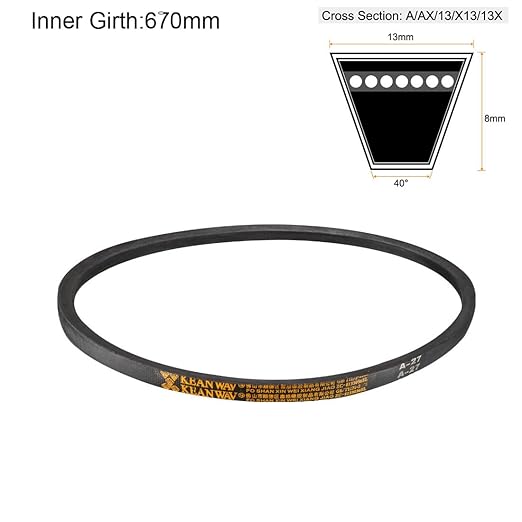 uxcell A27 Drive V-Belts 27" Inner Length 13mm Width 8mm Thick JIS Standard A-Section Rubber Drive Transmission Belt
