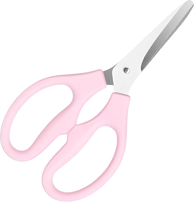 Pink Scissors, 5" Stainless Steel Blade with Acrylic Handle All Purpose Scissors Stationery Paper Cutting Tool for Office, Home (Pink)