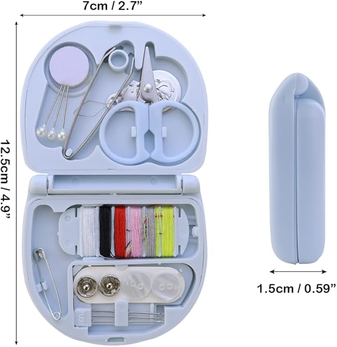 2-Pack Min Travel Sewing Kit - Portable DIY Supplies - Plastic Box - Beginner Friendly - Emergency Repair Kit with Threads, Scissors, Needles