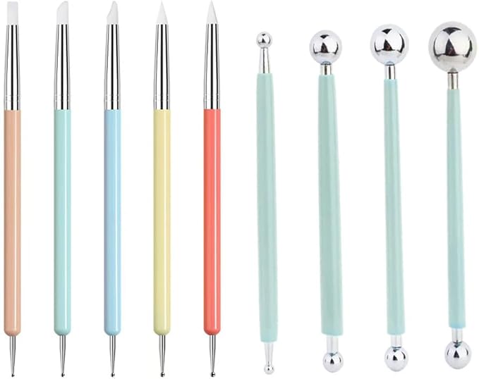 Professional Clay Sculpting Tools Set, Multicolored, 9 Pieces, Ball Stylus and Modeling Tools for Pottery, Ceramics, Art