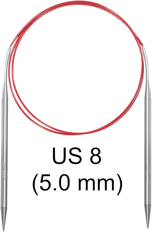 Size 8/5mm Circular Knitting Needles,40 Inch/100cm Knitting Needles for Beginners,Metal Round Knitting Needle Set with 9 Yarn Needle (Red, 40-inch-US-8(5mm))