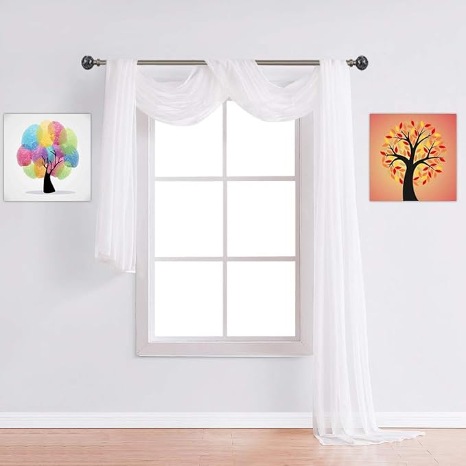 WARM HOME DESIGNS Wedding Arch Draping Fabric Bundle Has 2 216 Inch (18 Feet) Scarves in Caramel Gold & White Fabric for Wedding Decoration. AD White & Gold 216”
