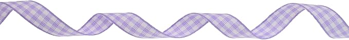 Gingham Ribbon 50 Yard Each Roll 100% Polyester Woven Edge (3/8" x 50 Yards, Light Purple)