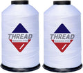 Sissewpro 1oz 375 yds Each 2 Pack Tex70 Bonded Nylon Thread 69 Upholstery Thread Heavy Duty Threads for Leather Sewing Machine, Beading, Hair Weaving, Denim, Canvas,Webbings 2oz Total（2, White）